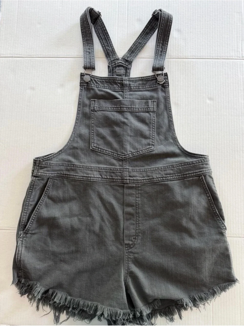 aerie Charcoal Gray Denim Overall Shorts